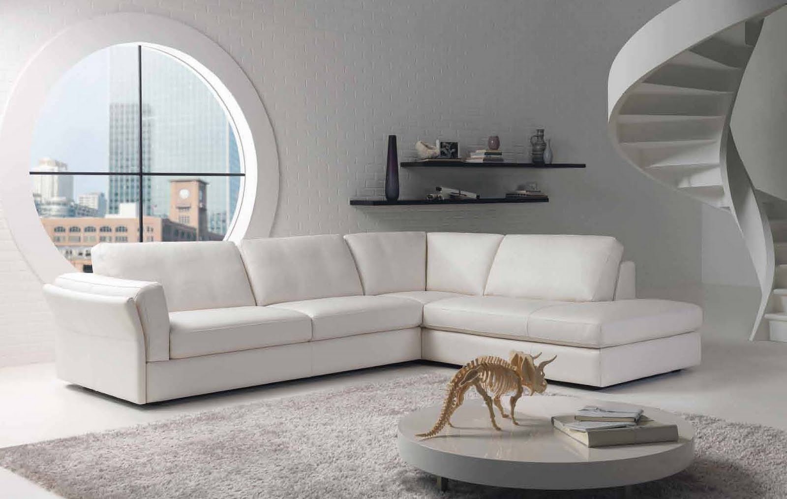 Белый угловой диван в интерьере