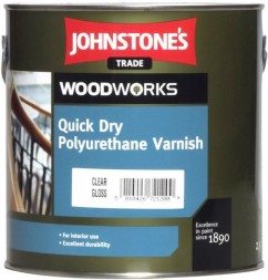 Johnstones Quick Dry Polyurethane Varnish Clear Glos водний лак для стін 2,5л