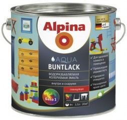 Alpina Aqua Buntlack водная эмаль для дерева и металла 2,5л