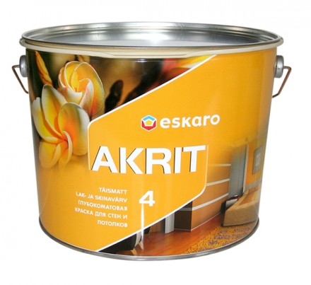 Eskaro Akrit 4 глибокоматова фарба для стелі та стін 9.5л