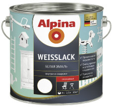 Alpina Weisslack универсальная белая алкидная эмаль 2.5л